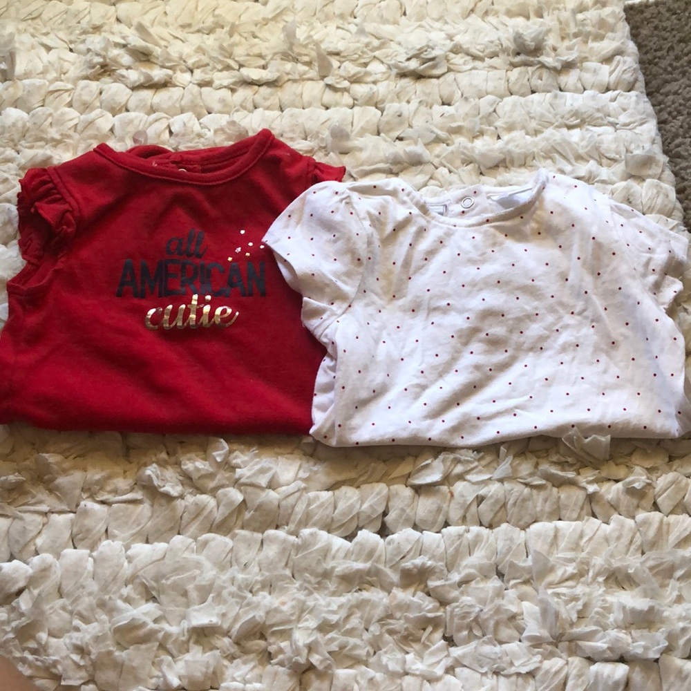 Two red and white Onesies